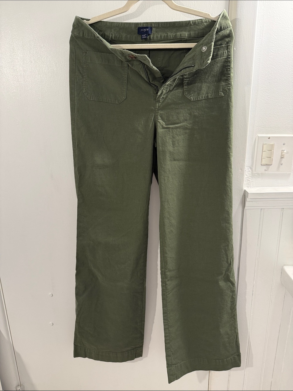 J. Crew Olive Green Wide-Leg Trousers